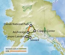 Gray Line of Alaska’s new tour in 2012 features three national parks and includes scenic rail travel. // © 2011
